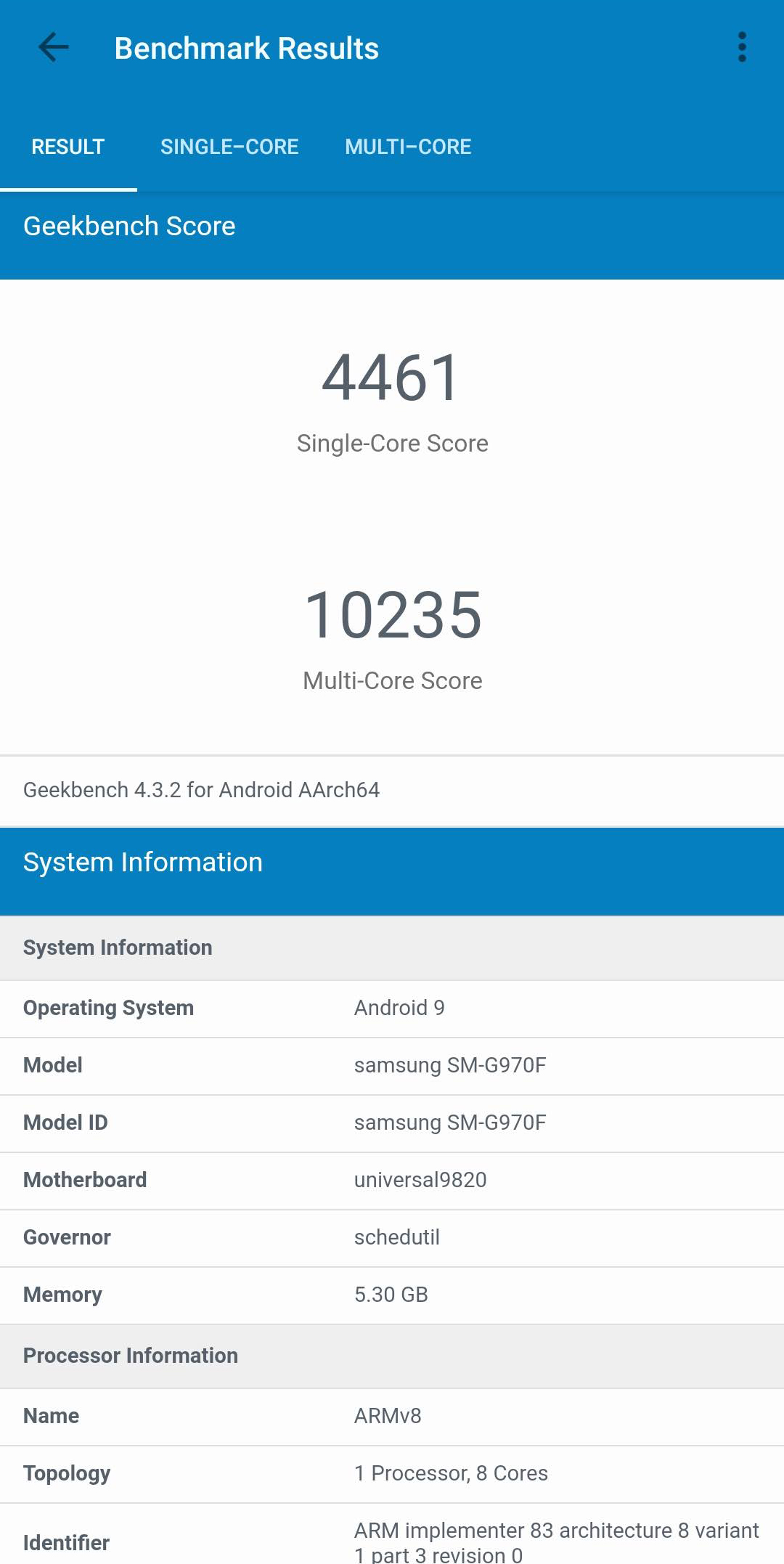 geekbench s10e